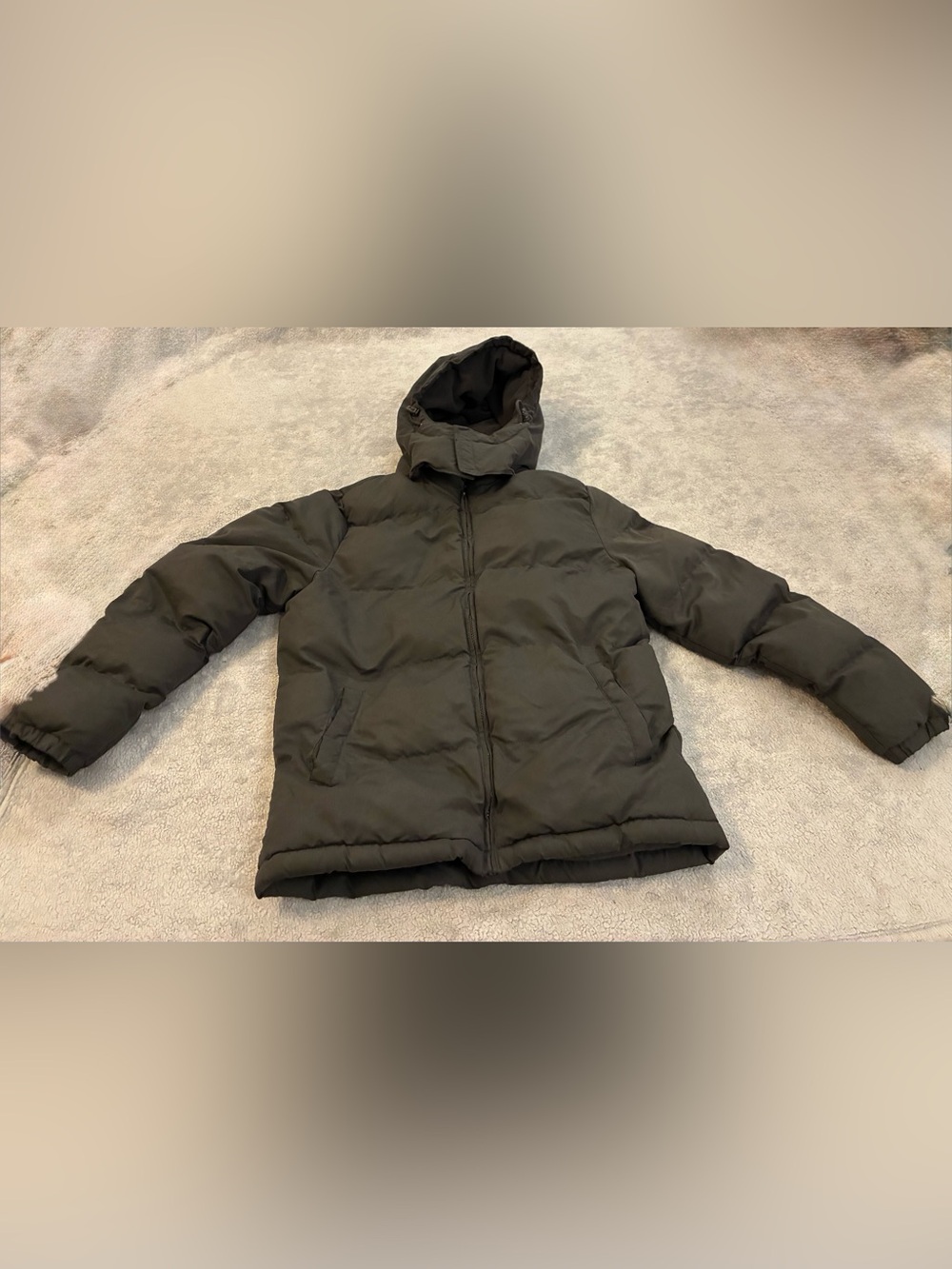 Men's St John’s Bay Hooded Fleece Lined  Puffer Jacket - Black Size Small